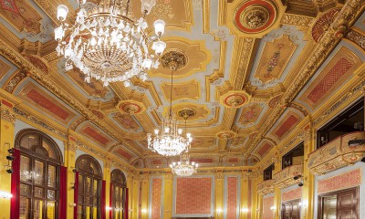 Torun, Poland - August 29, 2014: Interior of Artus Court, leading social centre of old Torun. Situated in the Old Market Square, in the very centre of the city near the Old City Town Hall, it was the heart of the social and political life.