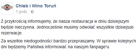 (fot. facebook/Chleb i Wino Toruń)