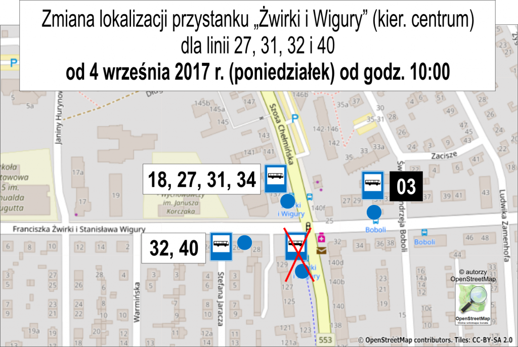 Przesunięcie przystanku Żwirki i Wigury