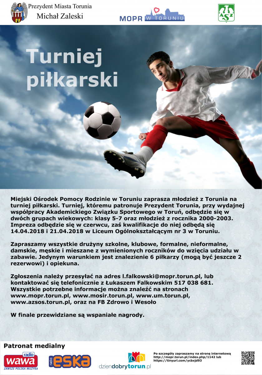 Plakat Turnieju piłkarskiego pod patronatem prezydenta Torunia (fot. torun.pl)