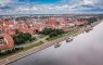 Summer view of Torun old town and Vistula river. Architecture in Poland, Europe.